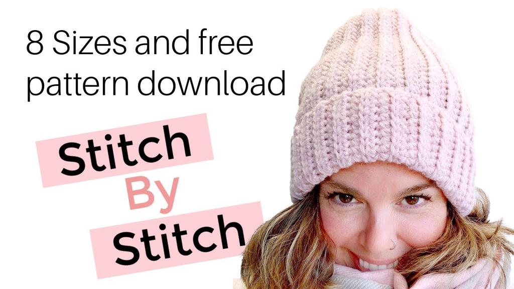 'Video thumbnail for Crochet Ribbed Hat - Stitch by Stitch Tutorial for Absolute Beginners'